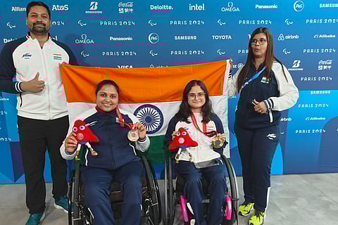 Paris Paralympics 2024: Indian shooters Avani Lekhara and Mona Agarwal celebrate with their coaches